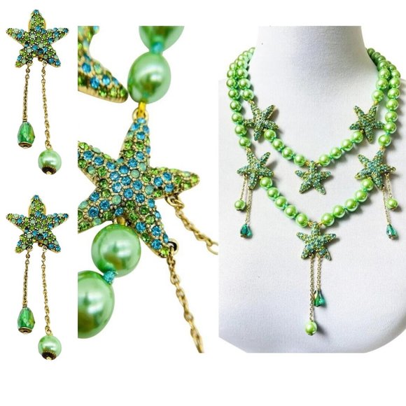 HEIDI DAUS "Sparkling Starfish" Set Necklace Matching Earrings NWOT - Picture 1 of 10